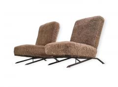Ilmari Tapiovaara Pair of Commissioned Ilmari Tapiovaara Lounge Chairs Sheepskin Merivaara 1950s - 4183869