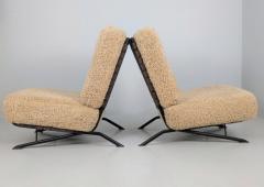Ilmari Tapiovaara Pair of Commissioned Ilmari Tapiovaara Lounge Chairs Sheepskin Merivaara 1950s - 4524967