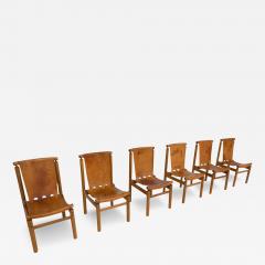 Ilmari Tapiovaara Set of 6 Leather Dining Chairs by Ilmari Tapiovaara - 3017416