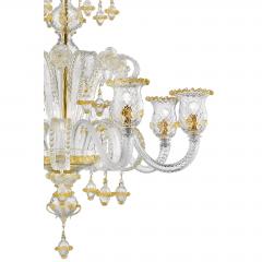 Imperial Venetian Rigadin Murano Glass Chandelier With Gold Trimming - 4592199