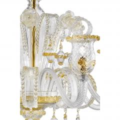 Imperial Venetian Rigadin Murano Glass Chandelier With Gold Trimming - 4592201