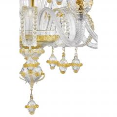 Imperial Venetian Rigadin Murano Glass Chandelier With Gold Trimming - 4592205