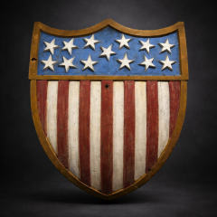 Important 1812 Carved Wood Battleship Shield  - 4511548