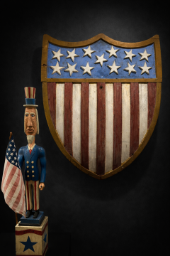 Important 1812 Carved Wood Battleship Shield  - 4511549