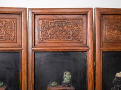 Important Chinese Jade Decorated Lacquered and Hardwood Six Fold Screen - 459257