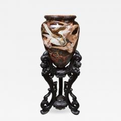 Important Glazed Ceramic Majolica Wear Vase on Stand - 525124