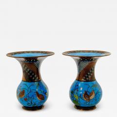 Important Pair of Japanese Cloisonn Enamel Vases Attributed to Got Seizabur  - 4556236