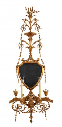 Important Pair of Late 19th Century Gilded Sconce Mirror Appliques - 3654241