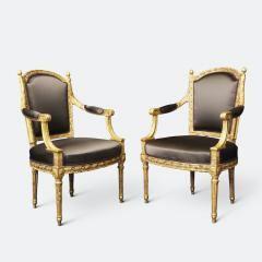 Important Set of Four 18th Century Louis XVI Giltwood Chairs with Stamp - 2045293