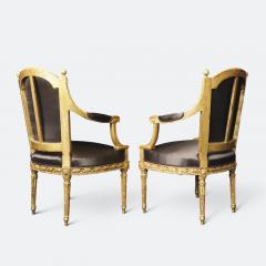 Important Set of Four 18th Century Louis XVI Giltwood Chairs with Stamp - 2045299