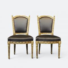 Important Set of Four 18th Century Louis XVI Giltwood Chairs with Stamp - 2045327