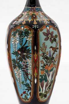 Important Set of Three Meiji Japanese Cloisonn Enamel Vases Signed by Ota - 4556712