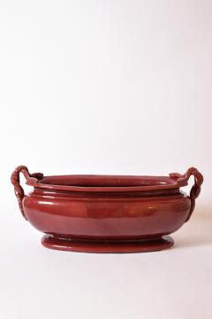 Important red ceramic planter bowl 1950s  - 4695794