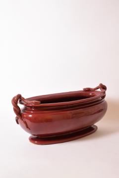Important red ceramic planter bowl 1950s  - 4695797