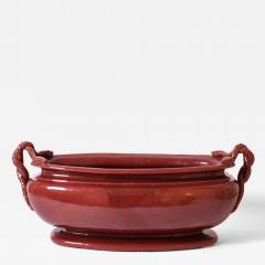 Important red ceramic planter bowl 1950s  - 4702067