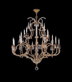 Imposing Gilt iron Crystal Basket form 25 light Chandelier - 4695563