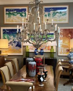Imposing Gilt iron Crystal Basket form 25 light Chandelier - 4695577