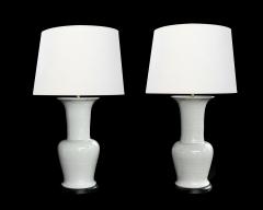 Imposing Pair Chinese Off white Glazed Ceramic Baluster Form Lamps - 4555958