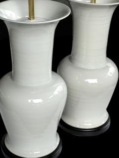 Imposing Pair Chinese Off white Glazed Ceramic Baluster Form Lamps - 4555963