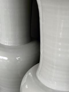 Imposing Pair Chinese Off white Glazed Ceramic Baluster Form Lamps - 4555965