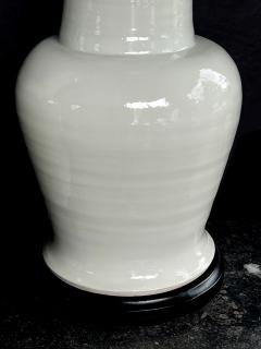 Imposing Pair Chinese Off white Glazed Ceramic Baluster Form Lamps - 4555968