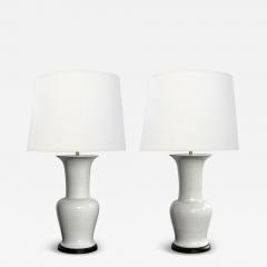 Imposing Pair Chinese Off white Glazed Ceramic Baluster Form Lamps - 4556079