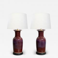 Imposing Pair of Chinese Oxblood Glazed Porcelain Lamps - 4522034