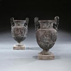 Imposing Pair of French Ornamental Lead Vases Based on the Sosibios Vase - 3070626