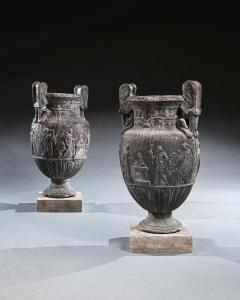 Imposing Pair of French Ornamental Lead Vases Based on the Sosibios Vase - 3070628