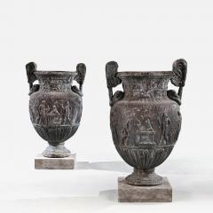 Imposing Pair of French Ornamental Lead Vases Based on the Sosibios Vase - 3074689