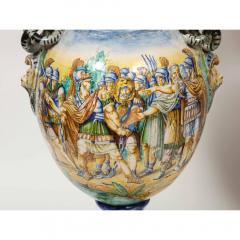 Imposing Pair of Large Antique Italian Majolica Snake Handled Vases - 1174709