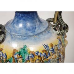 Imposing Pair of Large Antique Italian Majolica Snake Handled Vases - 1174713