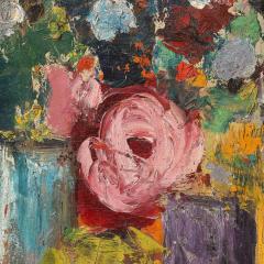 Impressionist Oil on Canvas Still Life of Flowers in Vases - 3899298
