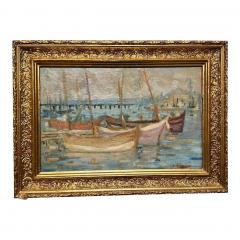 Impressionist Seascape Oil Painting W Boats by D ndar - 4190530