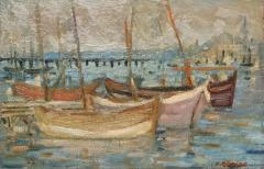 Impressionist Seascape Oil Painting W Boats by D ndar - 4192787