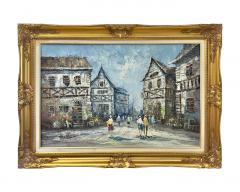 Impressionistic Oil on Canvas Painting of European Street Scene by L I Bernard - 3654027