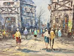 Impressionistic Oil on Canvas Painting of European Street Scene by L I Bernard - 3654029