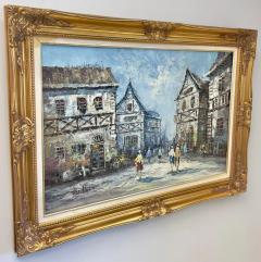 Impressionistic Oil on Canvas Painting of European Street Scene by L I Bernard - 3654031