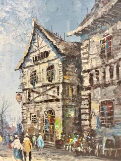 Impressionistic Oil on Canvas Painting of European Street Scene by L I Bernard - 3654035