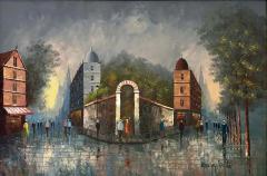 Impressionistic Oil on Canvas Painting of a Street Scene in France by Mary Botto - 3654095