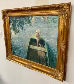 Impressionistic Print On Canvas of A Boat on the Marne after Henri Lebasque - 3395230