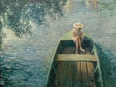 Impressionistic Print On Canvas of A Boat on the Marne after Henri Lebasque - 3395253