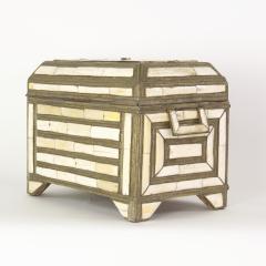 Impressive Antique Moroccan Camel Bone Silvered Brass Chest Mid 19th Century  - 2262193