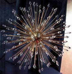 Impressive Brass Sputnik Chandelier with Murano Glass Teardrops - 547755