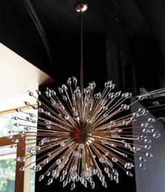 Impressive Brass Sputnik Chandelier with Murano Glass Teardrops - 547756