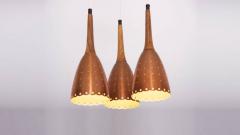 Impressive Copper Chandelier with Performated Shades and Tropic Wood Details - 547765