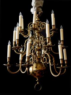 Impressive Dutch Three tier Brass 18 light Chandelier - 1878155