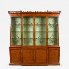 Impressive Early 20th Century George III Style Inlaid Walnut Breakfront Cabinet - 4553739