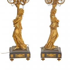 Impressive Pair 19th Century Gilded Bronze Ormolu Six Light Figural Candelabra - 4796485