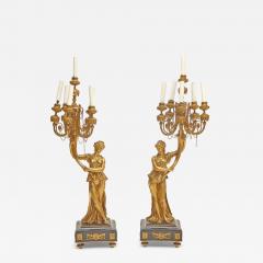 Impressive Pair 19th Century Gilded Bronze Ormolu Six Light Figural Candelabra - 4796559